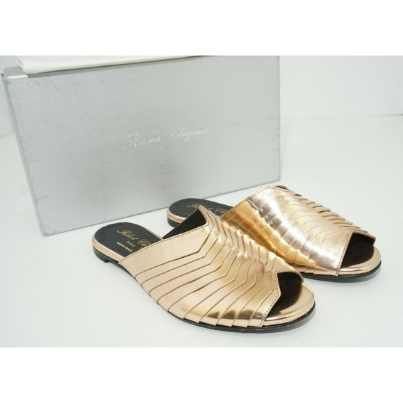 Robert Clergerie Gamure Women's Sandals Flats Slip On Open Toe Copper Size US 6
